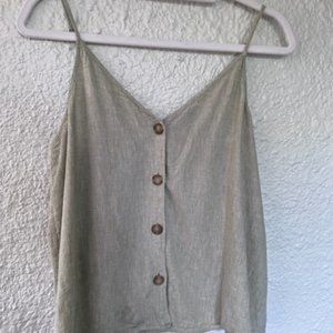 BP Sage Green Button Down Crop Top